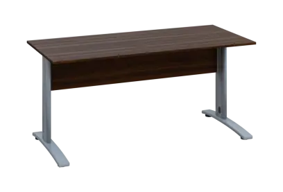 EPK 27 - 16 stůl kancelářský, kovová podnož stříbrná, deska 25 mm, široký 1600, ořech královský